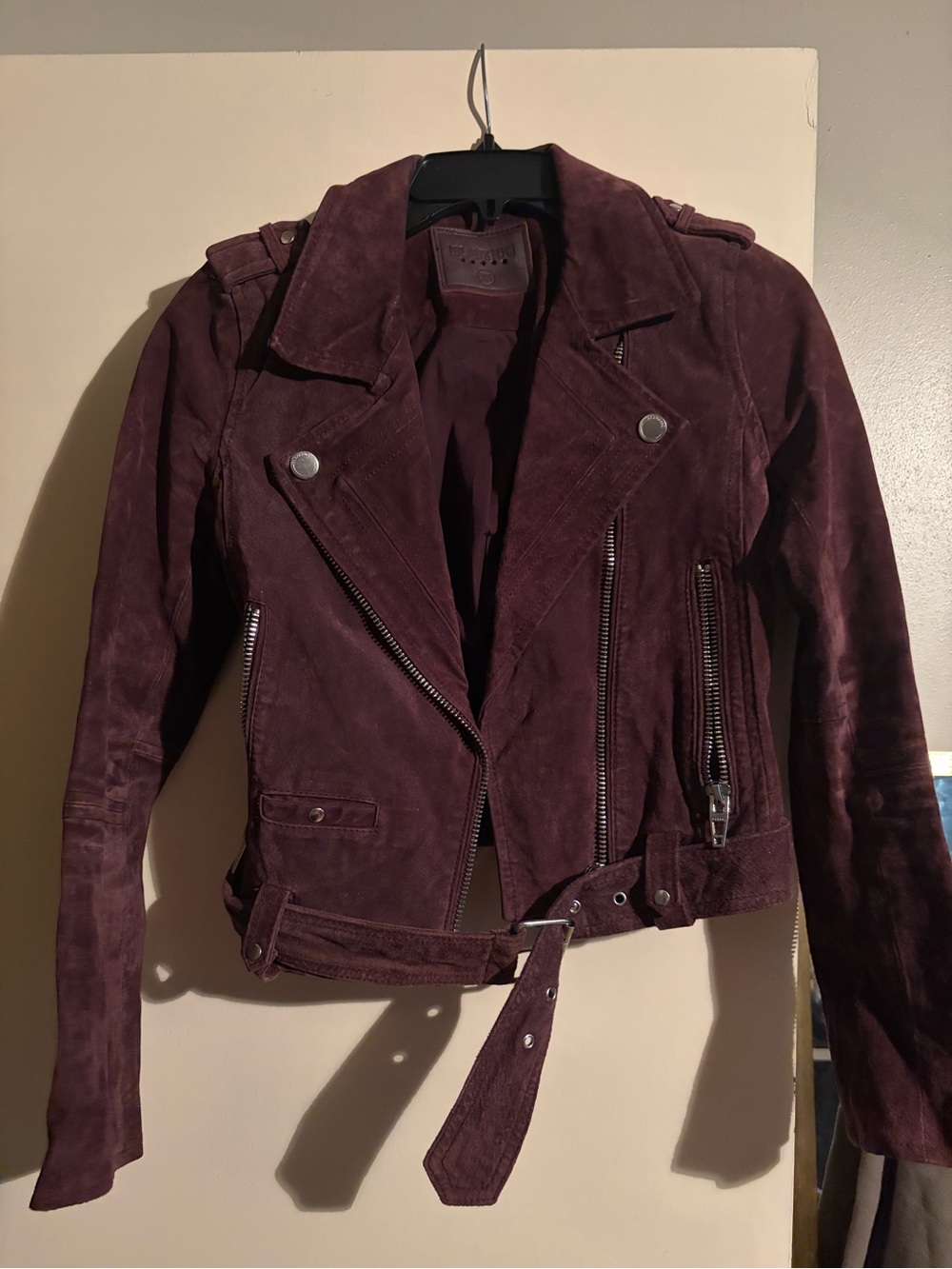 Blank NYC Burgundy Suede Biker Jacket